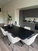 Zwart half ovale eiken tafel - Table du Sud, Ophalen, Eikenhout, 200 cm of meer, 50 tot 100 cm