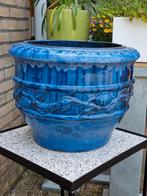 Mooie  zware, blauw geglazuurde,  bloempotten    💥 💥 💥, Tuin, Rond, Zo goed als nieuw, Minder dan 40 cm
