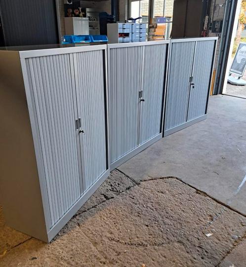 Grijze metalen roldeurkasten, 100 en 120 breed, Huis en Inrichting, Kasten | Roldeurkasten en Archiefkasten, Gebruikt, 100 tot 150 cm
