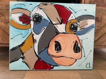 Koeienkunst: Kleurrijk Schilderij beschikbaar voor biedingen