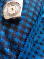 Grote nieuwe lap ruit stof blauw zwart, retro vintage, Blauw, 120 cm of meer, Ophalen of Verzenden, Katoen