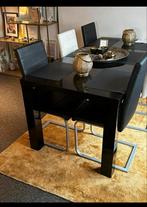 Hoogglans zwarte eettafel + 6 stoelen, Huis en Inrichting, Tafels | Eettafels, Ophalen, Gebruikt, 100 tot 150 cm, Vijf personen of meer