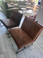 2x 1,5 zits Camel en bruin stoel, Huis en Inrichting, Stoelen, Ophalen, Gebruikt, Bruin, Twee