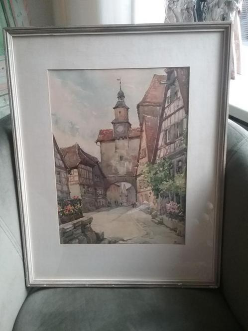 ROTHENBURG....AQUAREL.. van MARC., Antiek en Kunst, Kunst | Schilderijen | Klassiek, Ophalen of Verzenden