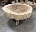 Boomstam salontafel massief suar met 16cm dik blad, Huis en Inrichting, Tafels | Salontafels, Ophalen of Verzenden, Zo goed als nieuw