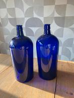 Grote glazen flessen, zeer decoratief!, Ophalen, Gebruikt, Blauw, Glas