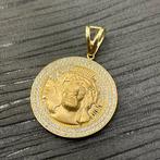 Gouden kettinghanger hanger Jezus model, Ophalen of Verzenden, Zo goed als nieuw, Goud, Kruis of Symbool