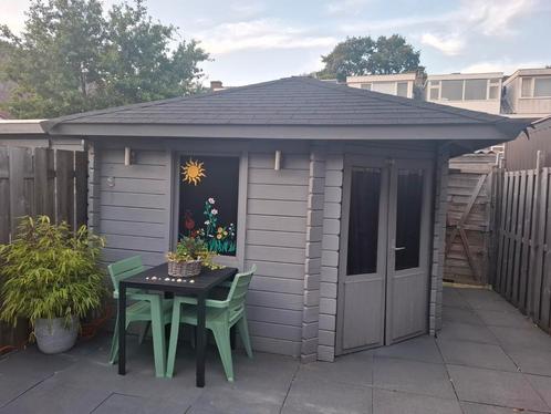 Houten Tuinhuis / Blokhut - 400x400cm, Tuin en Terras, Tuinhuizen, Gebruikt, Blokhut, Hout, 250 tot 500 cm, 200 tot 400 cm, 1 raam