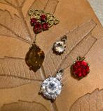 5x Vintage antieke strass goudkleurig kettinghangers hangers, Ophalen of Verzenden, Overige materialen, Hanger