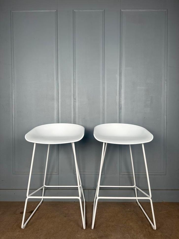 6 HAY About A Stool AAS38 design barkrukken, Huis en Inrichting, Barkrukken, Zo goed als nieuw, 60 tot 90 cm, Kunststof, Metaal