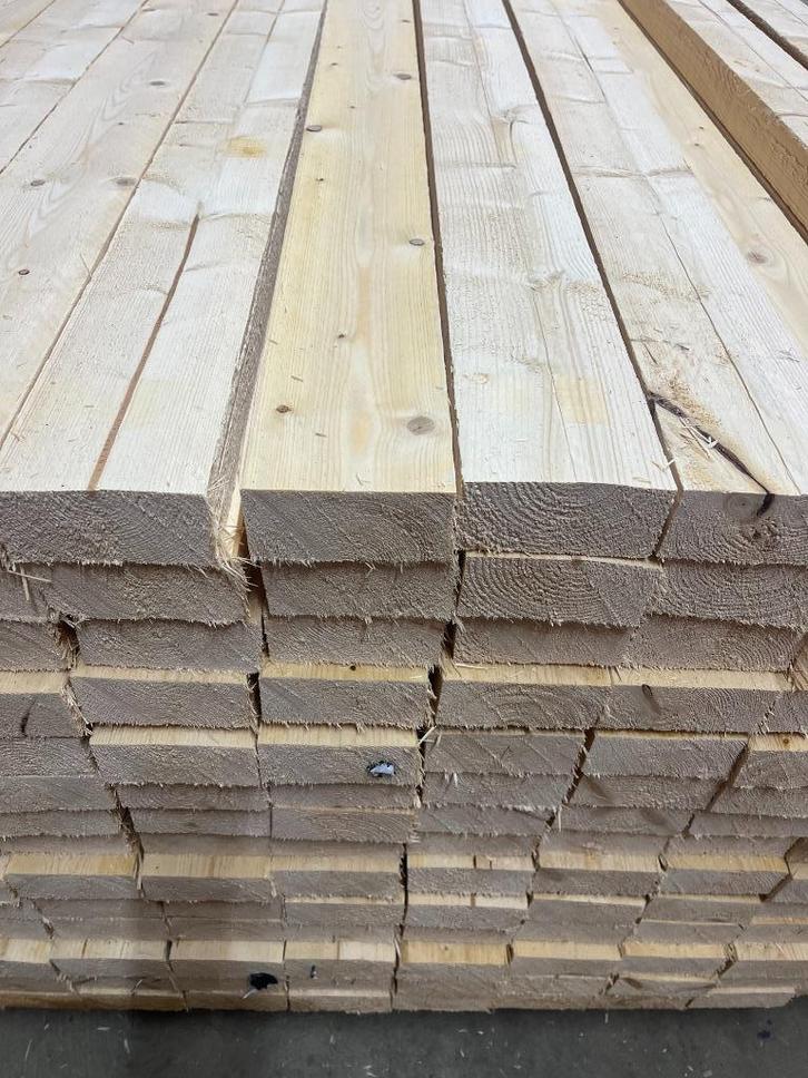 Vuren hout balken ruw fijn bezaagd  50x100x3600, Doe-het-zelf en Verbouw, Hout en Planken, Nieuw, Balk, Vuren, 300 cm of meer