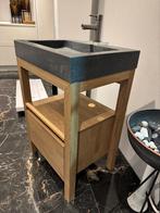 Badmeubel 60 cm MASSIEF EIKEN van €1800 nu €650 NEW, Nieuw, Minder dan 100 cm, Wastafelkast, 25 tot 50 cm
