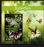 gambia 2015 pf blok vlinders insecten butterflies 1, Ophalen of Verzenden, Postfris, Dier of Natuur