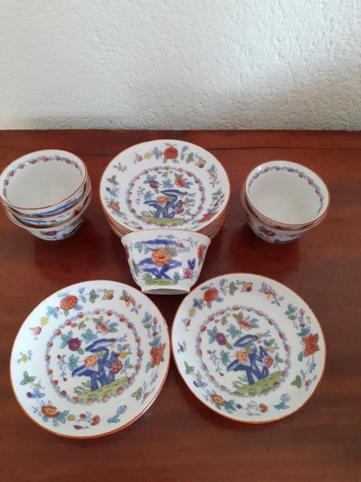MOSA 6 antieke minikommetjes met schotel *eureka*, Antiek en Kunst, Antiek | Servies los, Ophalen of Verzenden