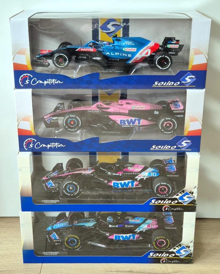 4x 1:18 Solido Alpine F1 A521 A523 A524, Hobby en Vrije tijd, Modelauto's | 1:18, Zo goed als nieuw, Auto, Solido, Ophalen of Verzenden
