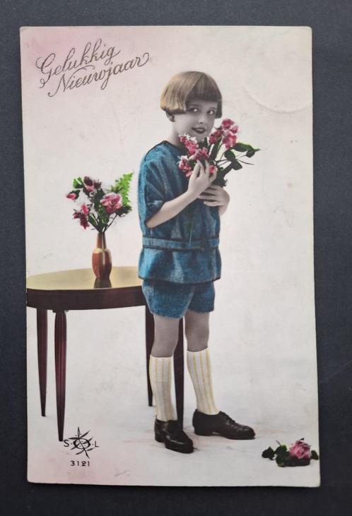 Ansichtkaart uit 1938 Gelukkig Nieuwjaar, Verzamelen, Ansichtkaarten | Themakaarten, Gelopen, 1920 tot 1940, Feest(dag), Ophalen of Verzenden