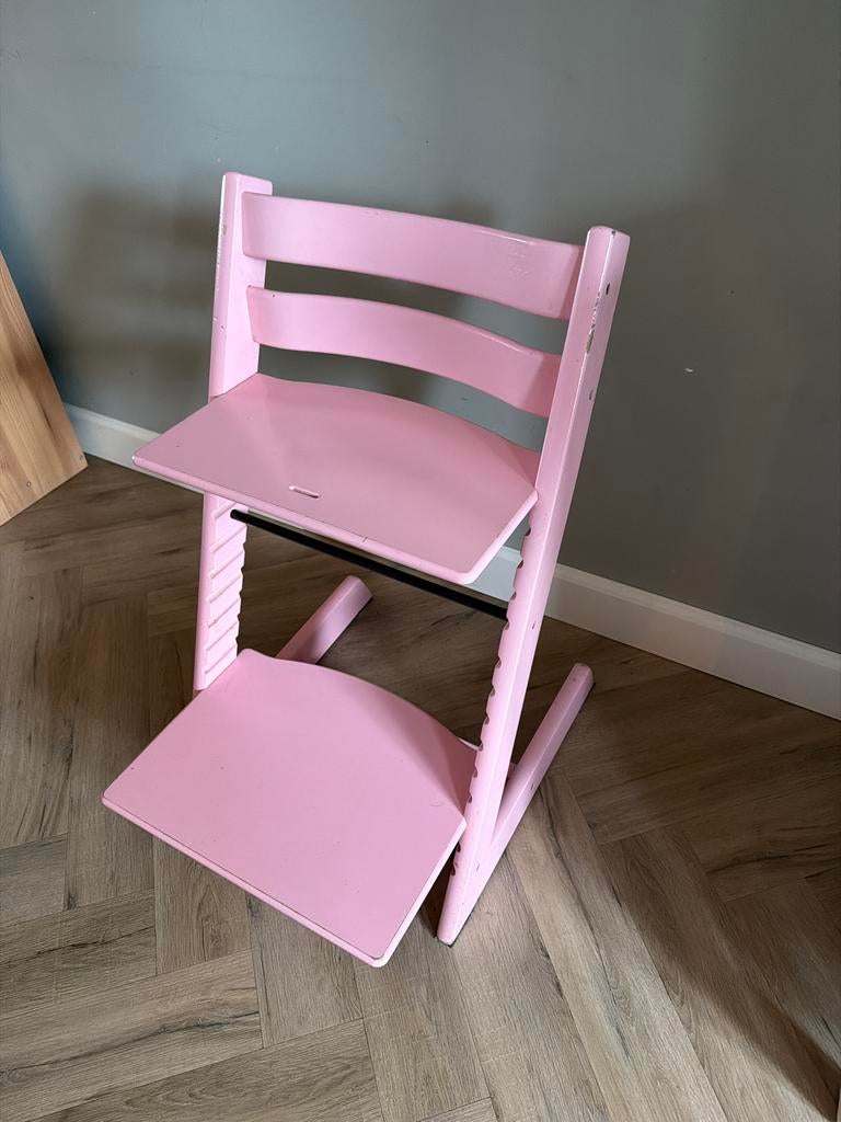 Roze Tripp Trapp kinderstoel, Ophalen of Verzenden, Zo goed als nieuw, Meegroeistoel, Gordel(s)
