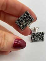 A862 Prachtige zilveren manchetknopen brutalist, Sieraden, Tassen en Uiterlijk, Antieke sieraden, Ophalen of Verzenden, Zilver