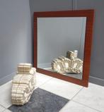 60 jaren op 4 kanten houten achterwand een 4 kanten spiegel, Gebruikt, Vierkant, Ophalen of Verzenden, Minder dan 100 cm