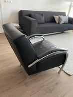 Molinari Fauteuil - Zwart Leer - Goede Staat, Ophalen of Verzenden, Gebruikt, Leer, 75 tot 100 cm