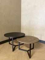 Zwart eiken en goud salontafelset | crocostructuur, Ophalen, Eikenhout, 50 tot 100 cm, Design