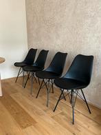 4 Zwarte Jysk KLARUP Eetkamerstoelen, Ophalen, Kunststof, Gebruikt, Zwart