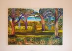 Schilderij BLUE GOLDEN FOREST, groot, Huis en Inrichting, Woonaccessoires | Schilderijen, Tekeningen en Foto's, Ophalen, Schilderij