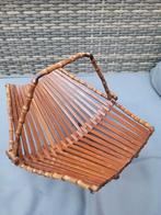 Vintage jaren 60 Opvouwbare Bamboe ~ Houten Fruitschaal, Ophalen of Verzenden