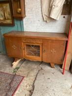Mid Century Dressoir met Glas in Lood, Ophalen of Verzenden
