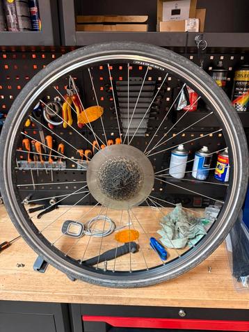 Achterwiel gazelle alu zwarte velg velgrem 8 speed casette beschikbaar voor biedingen