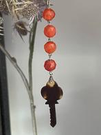 Aparte antiek zilveren hanger met carneool en schildpad, Sieraden, Tassen en Uiterlijk, Antieke sieraden, Ophalen of Verzenden
