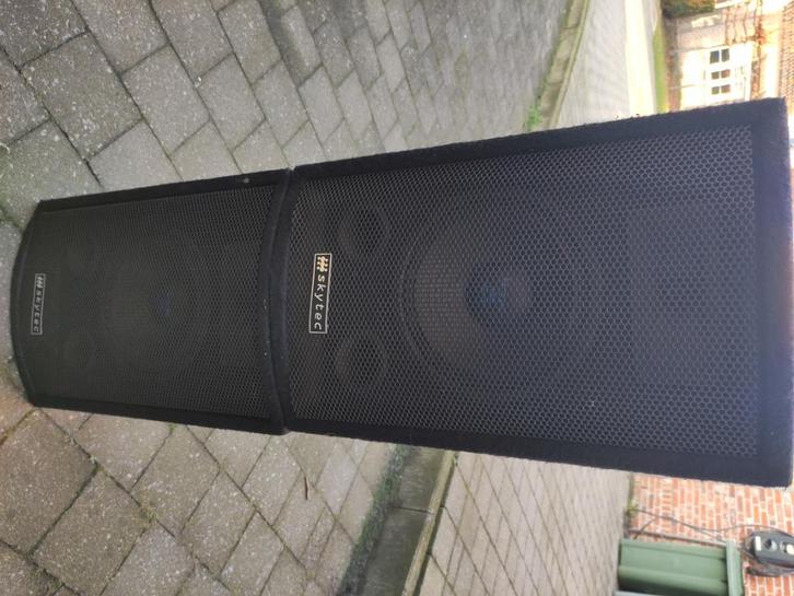 2 speakers skytec 150w + master audio ca360 versterker, Muziek en Instrumenten, Versterkers | Keyboard, Monitor en PA, Gebruikt