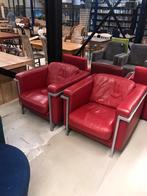 2 rode leren fauteuils, X, Ophalen of Verzenden, Zo goed als nieuw, X