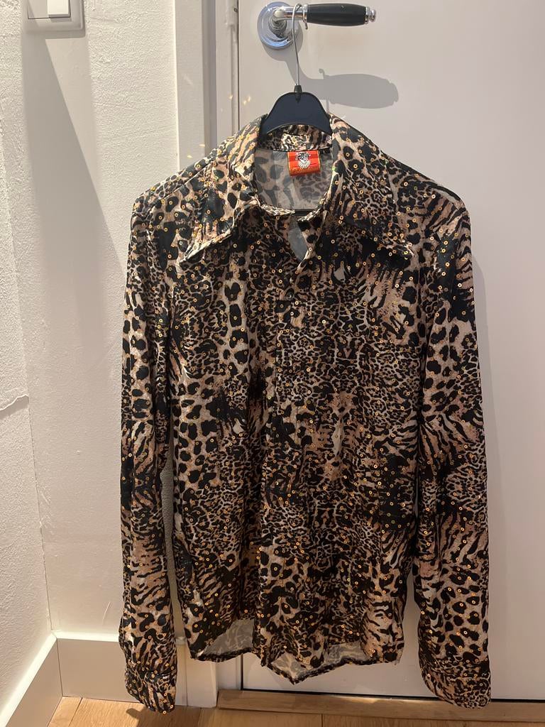 Carnaval blouse tijger/panter print - M/L, Kleding | Heren, Ophalen of Verzenden, Zo goed als nieuw
