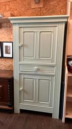 Antiek turqoise geschilderd kastje, Huis en Inrichting, Kasten | Buffetkasten, Ophalen, Gebruikt, Vintage, antiek, 50 tot 100 cm
