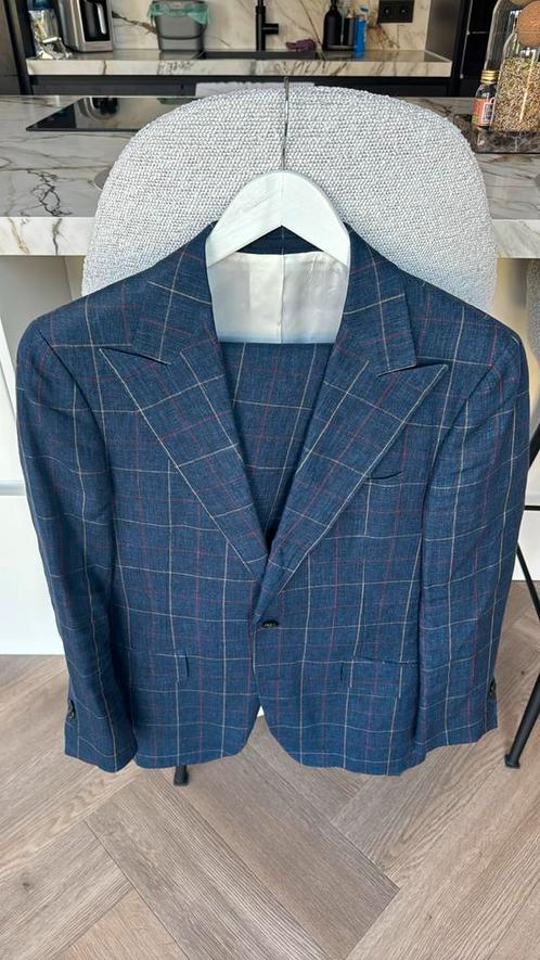 Suitsupply linnen pak (maat 46), Kleding | Heren, Kostuums en Colberts, Zo goed als nieuw, Maat 46 (S) of kleiner, Blauw, Ophalen of Verzenden