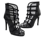 Zwarte hoge salsa mesh hakken tango dans danshakken dames, Verzenden, Nieuw, Zwart, Dansschoenen