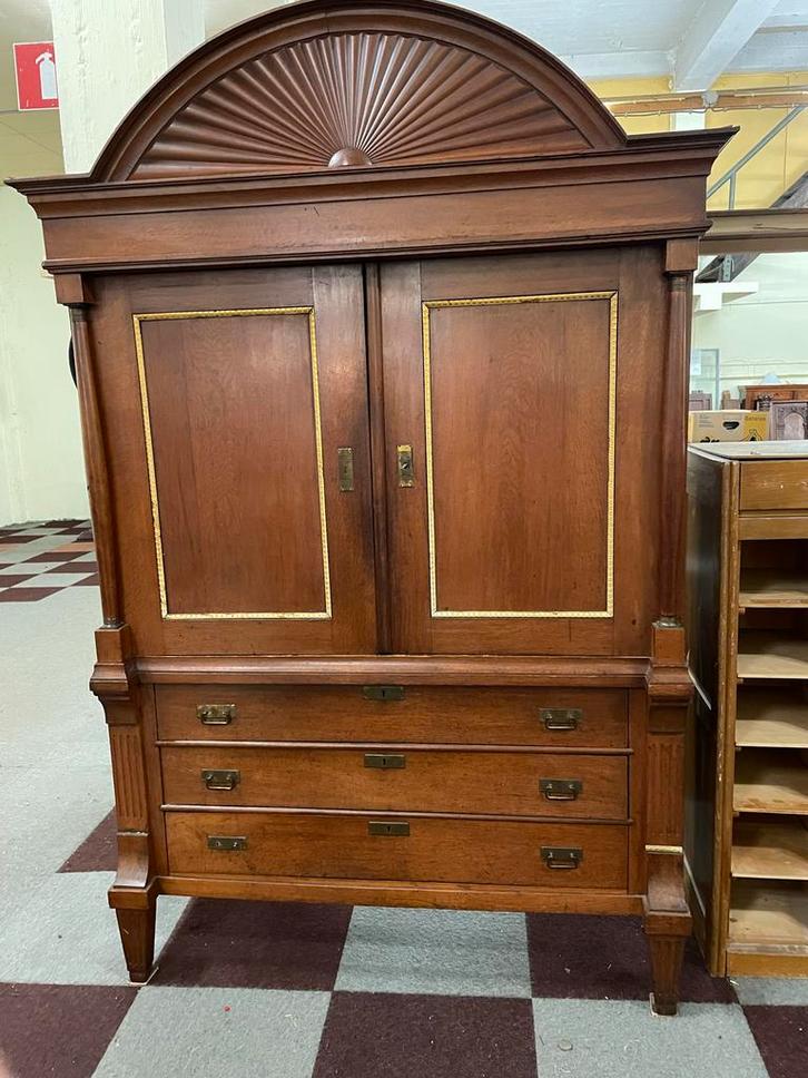 Antiek Eiken Kabinet - 220cm Hoog, Antiek en Kunst, Antiek | Meubels | Kasten, Ophalen of Verzenden