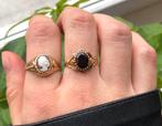 Gouden vintage ring camee maat 18,5, 18 tot 19, Gebruikt, Bruin, Ophalen of Verzenden