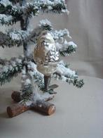 Oude zilveren kerstman op knijper kerstbal, Ophalen of Verzenden, Gebruikt