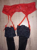 Rode Jarretels maat s met kant kousen. Z.g.a.n.!, Ophalen of Verzenden, Zwart, Overige typen