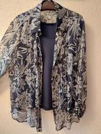 Prachtige voile- achtige blouse, top + sjerp Frank Walder 48, Ophalen of Verzenden, Gedragen, Maat 46/48 (XL) of groter, Blauw