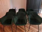 6 groene velvet eetkamerstoelen, Huis en Inrichting, Stoelen, Ophalen, Gebruikt, Overige kleuren, Metaal