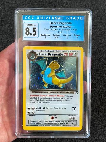 Pokémon CGC 8.5 Dark Dragonite Holo #5 Team Rocket series beschikbaar voor biedingen