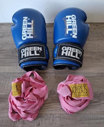 Nieuw boks handschoennen Green Hill blauw met roze lint beschikbaar voor biedingen