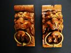 2 Leeuwenkop ornamenten consoles compleet met messing ring, Ophalen of Verzenden
