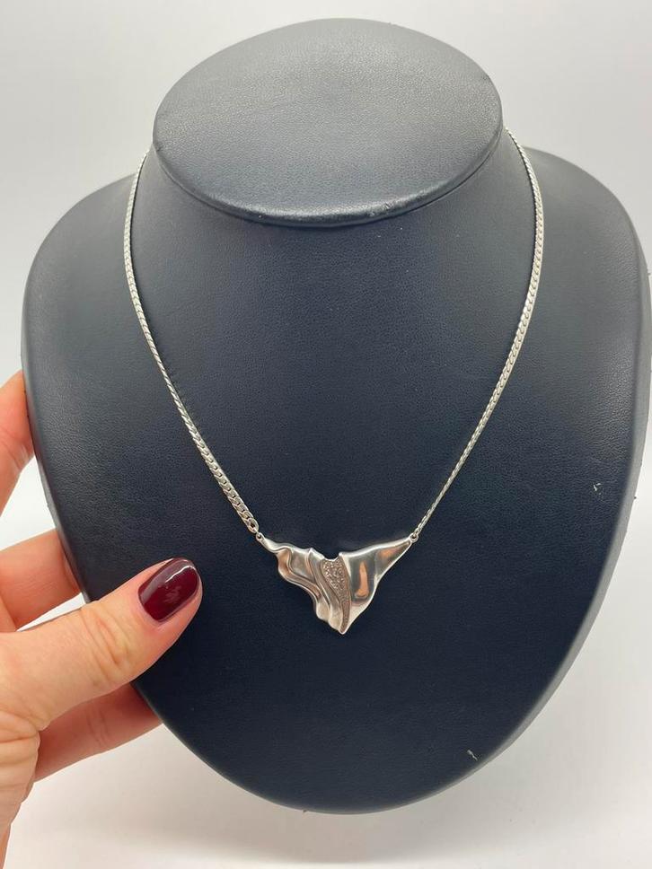 A224 Prachtige zilveren modernist ketting, Sieraden, Tassen en Uiterlijk, Kettingen, Zilver, Zilver, Ophalen of Verzenden