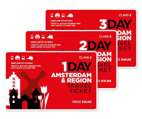 Amsterdam&regio OV kaarten, Tickets en Kaartjes, Trein, Bus en Vliegtuig, Eén persoon, Algemeen kaartje, Bus, Metro of Tram, Nederland