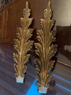 Antieke Messing Gordijn Tie Backs - Bladmotief, Huis en Inrichting, Minder dan 50 cm, Gebruikt, Bruin, Ophalen of Verzenden