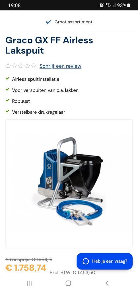 Graco GX FF Airless Lakspuit!!! Z.G.A.N.!!!, Doe-het-zelf en Verbouw, Schildersmaterialen, Zo goed als nieuw, Verfspuit of Verfpomp
